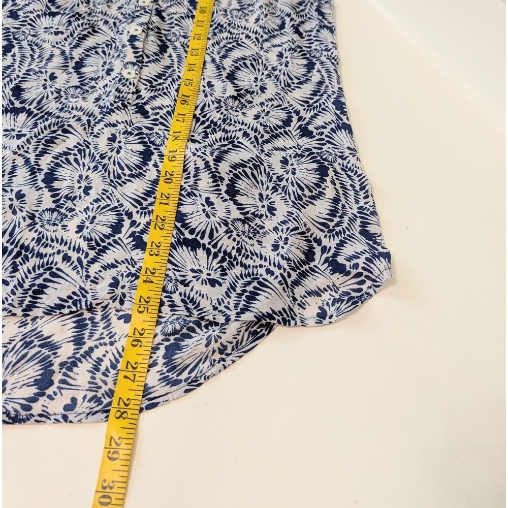 CAbi Navy & White Printed Ruffle-Trim V-Neck Tank - Picture 7 of 9